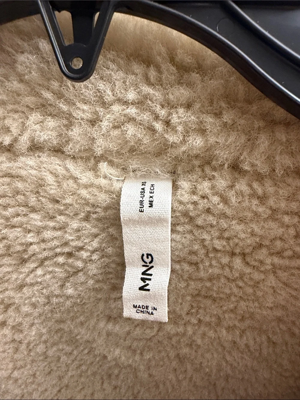 Mango Black Faux Leather Jacket with Cream Sherpa Lining